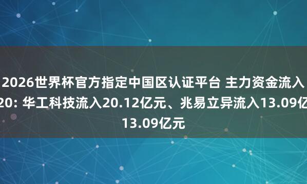 2026世界杯官方指定中國區(qū)認(rèn)證平臺(tái) 主力資金流入前20: 華工科技流入20.12億元、兆易立異流入13.09億元
