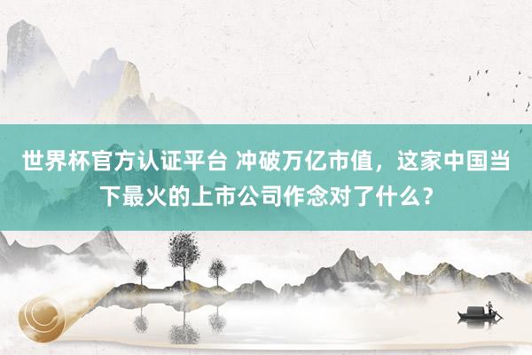 世界杯官方認(rèn)證平臺(tái) 沖破萬(wàn)億市值，這家中國(guó)當(dāng)下最火的上市公司作念對(duì)了什么？