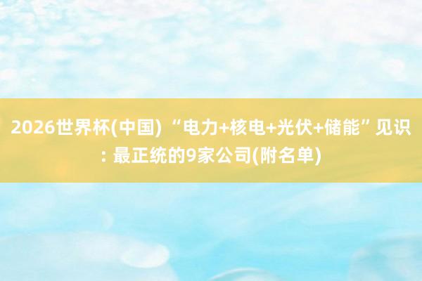 2026世界杯(中國(guó)) “電力+核電+光伏+儲(chǔ)能”見(jiàn)識(shí): 最正統(tǒng)的9家公司(附名單)