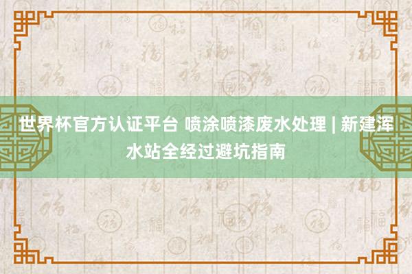 世界杯官方認(rèn)證平臺(tái) 噴涂噴漆廢水處理 | 新建渾水站全經(jīng)過避坑指南