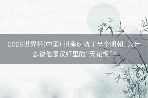 2026世界杯(中國) 洪承疇坑了半個明朝: 為什么說他是漢奸里的“天花板”?